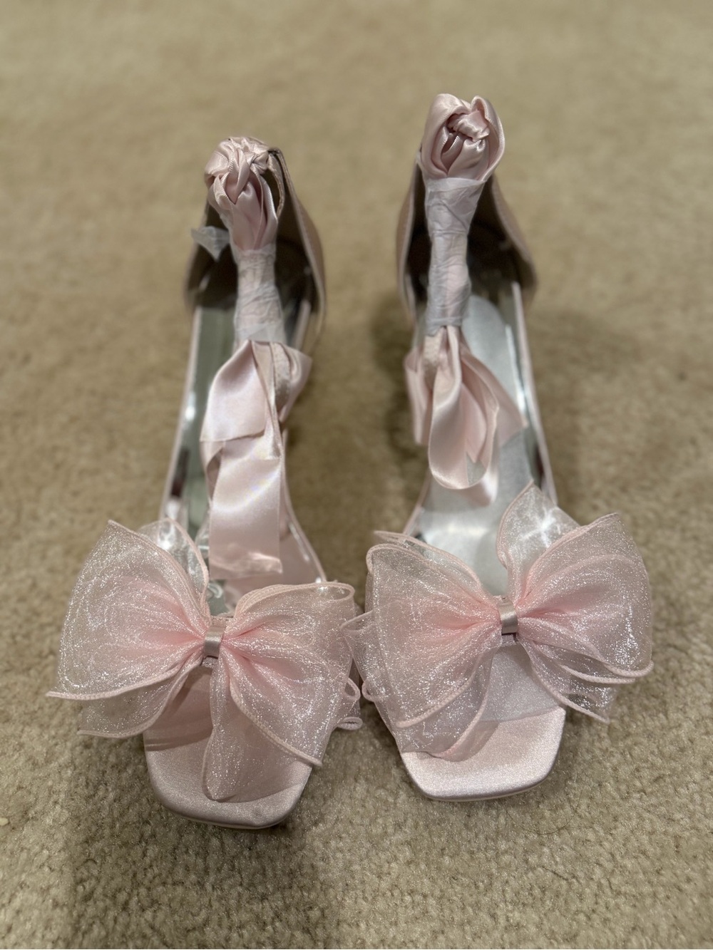 Elegant Pink Satin Bow Heels for Women